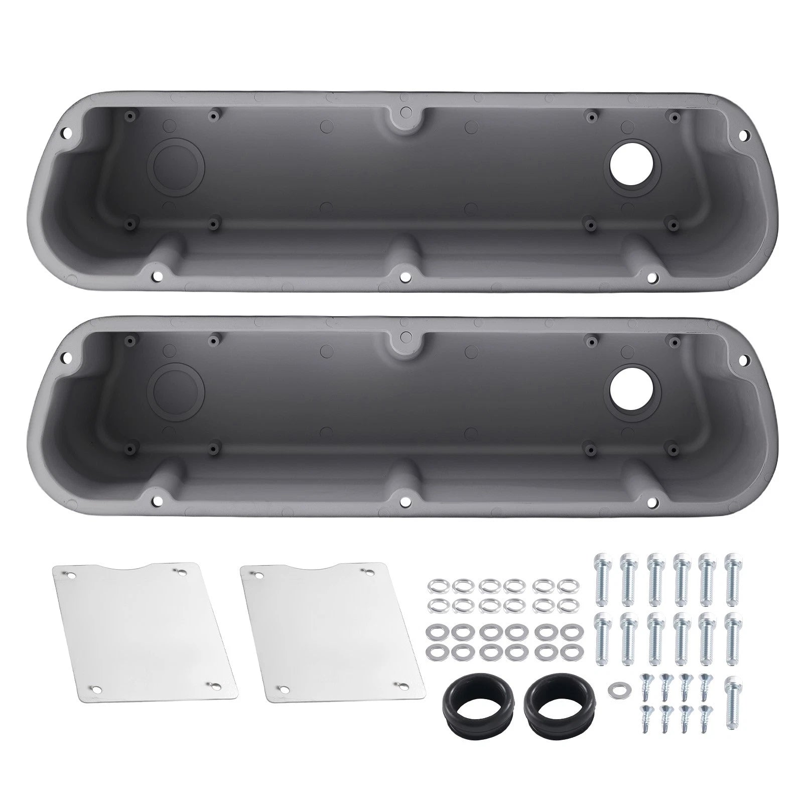 Aluminum Finned Valve Cover Set for Ford 289 302 351W (1962–1985) Black