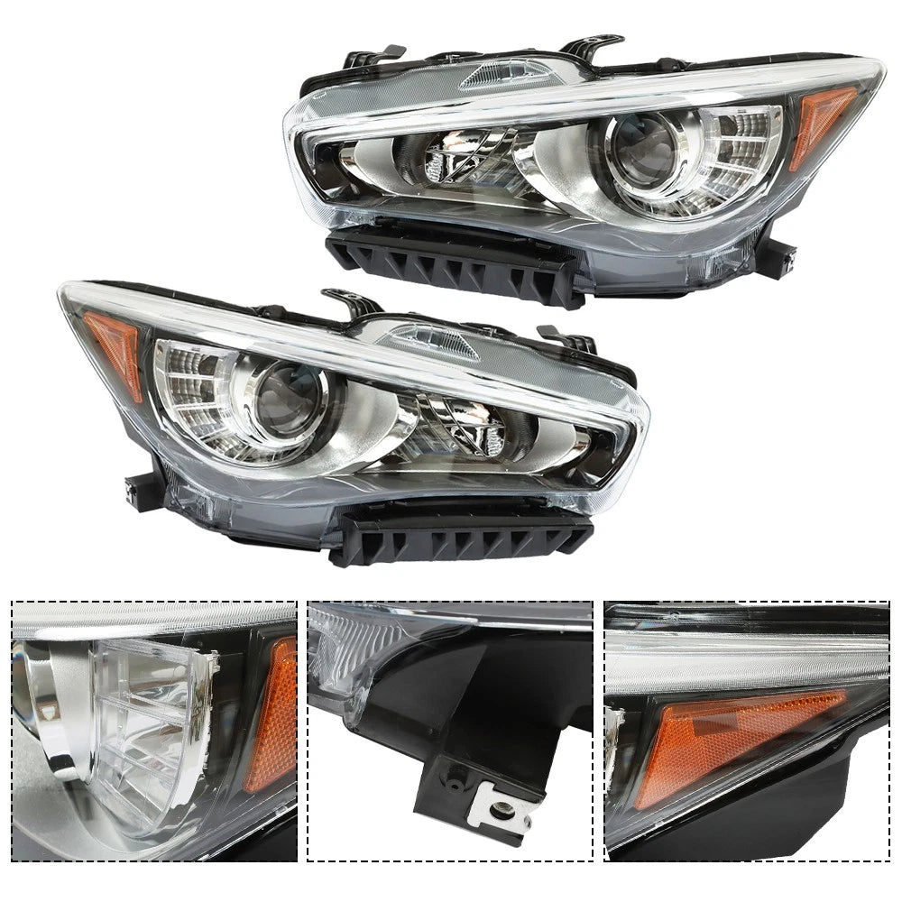 Set of 2 Chrome LED Headlights for Infiniti Q50 (2014-2017)
