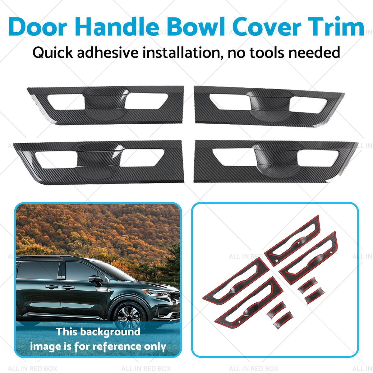 Carbon Fiber Door Handle Bowl Cover Trim for Kia Carnival (2022–2023)