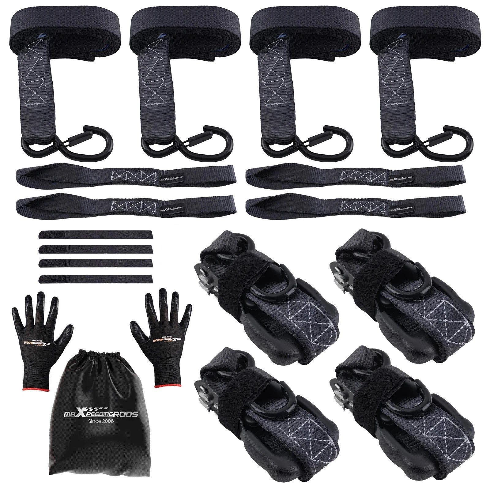 Ratchet Tie Down Straps 1.6in x 8ft (4 Pack) for Truck  (2018–2024)