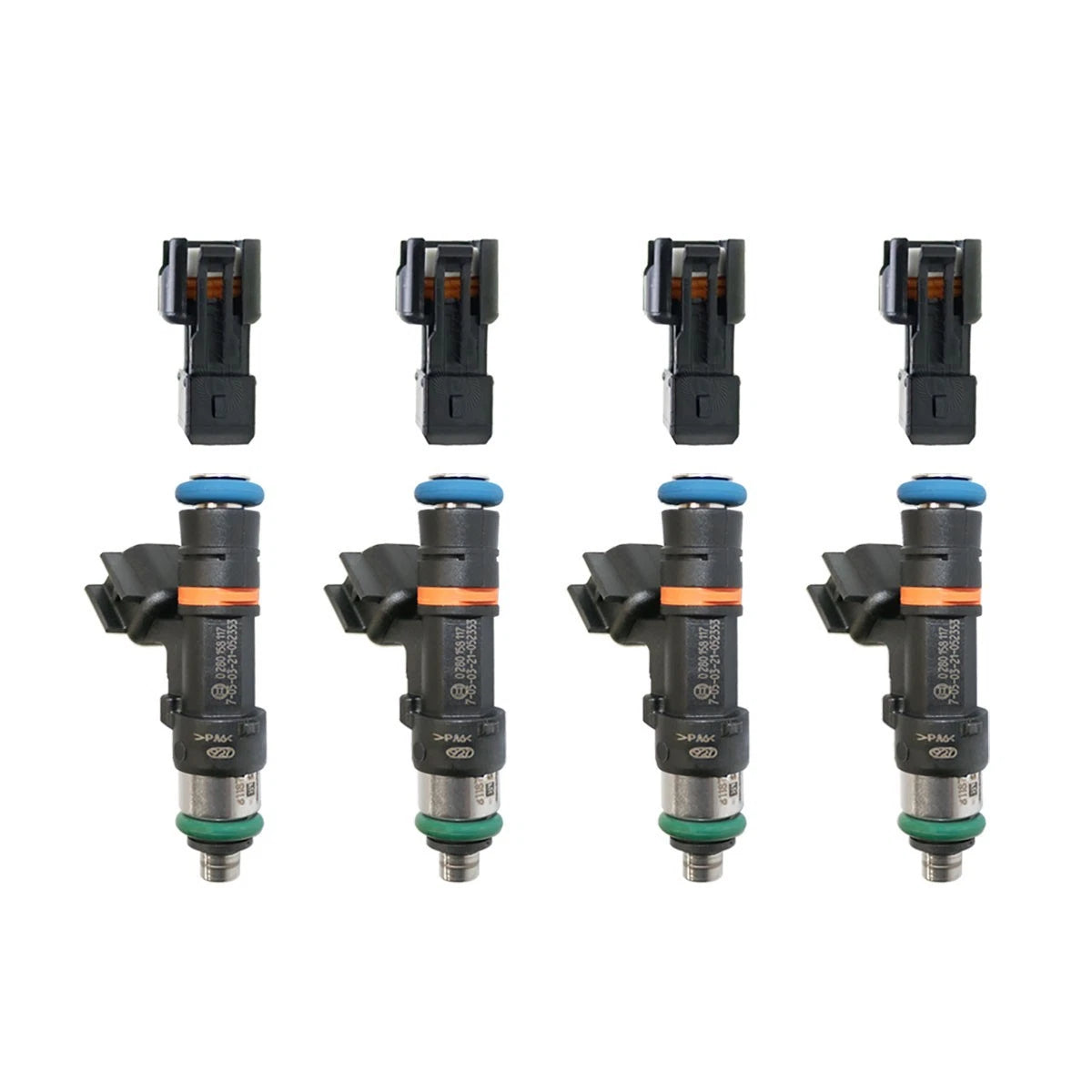 Set of 4 Bosch 0280158117 550cc 52lb EV14 Fuel Injectors with Adapters for