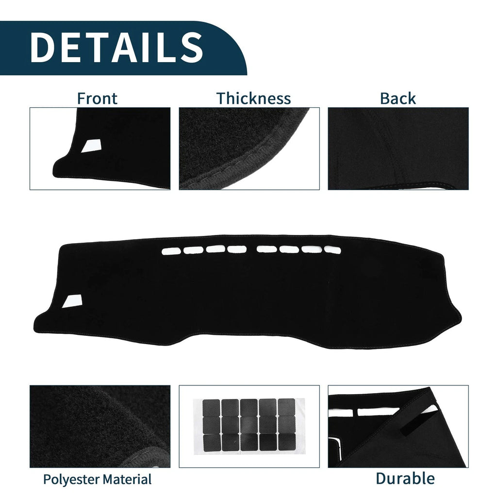 Dashboard Cover Mat for Toyota Hilux Gun125 (2017–2020) - Black, Set of 1