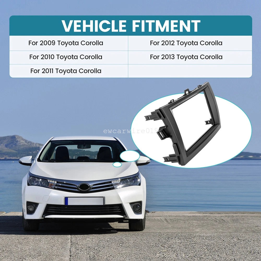 2 DIN Radio Stereo Install Mount Housing Dash Kit for Toyota Corolla (2009–2013)