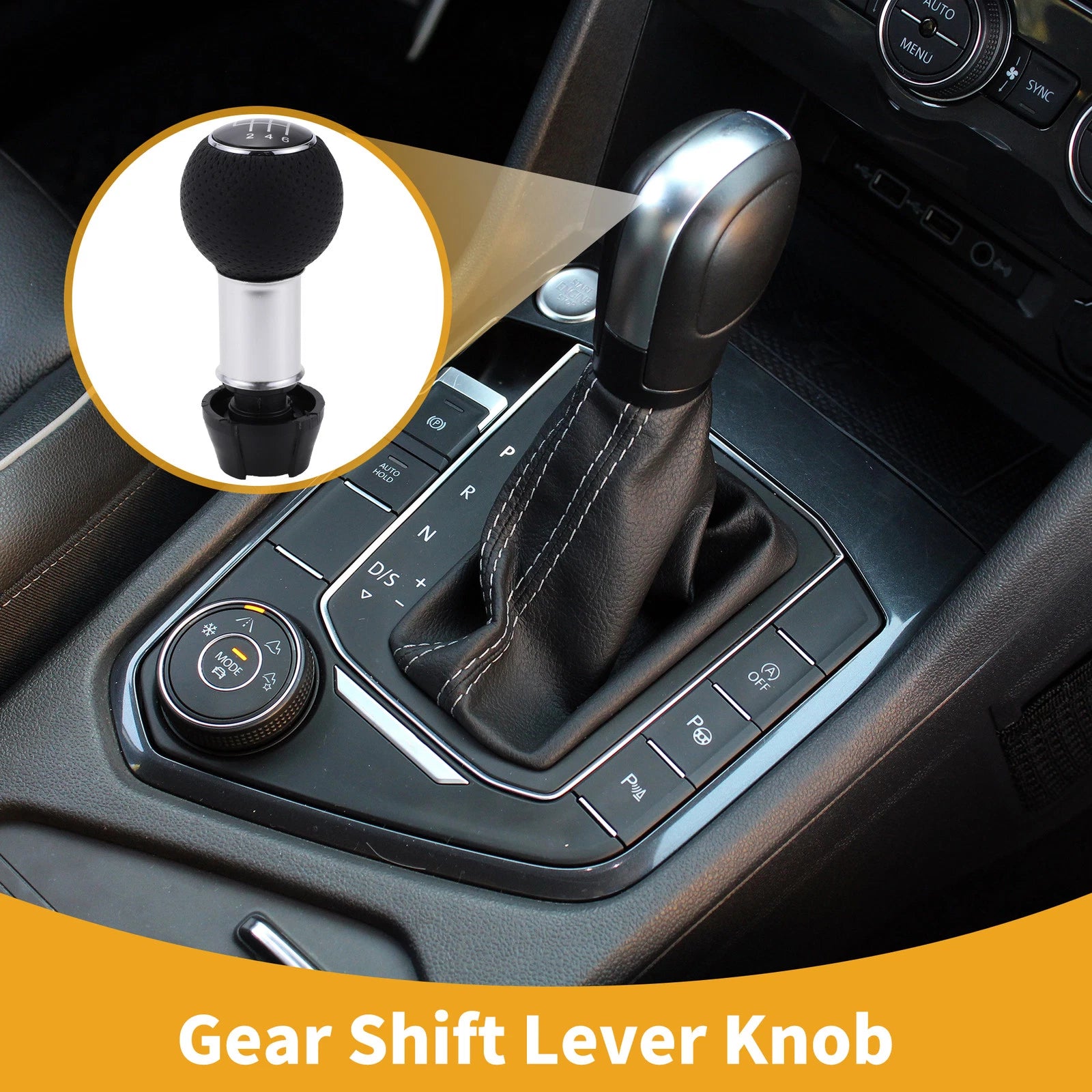 6 Speed Manual Gear Shift Knob for Audi A3 (2008–2020) Plastic Faux Leather Black