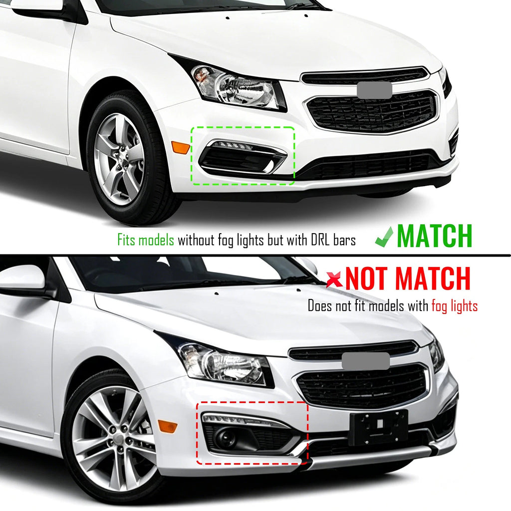 Right LED DRL + Fog Light Cover Bezel for Chevy Cruze (2015–2016)