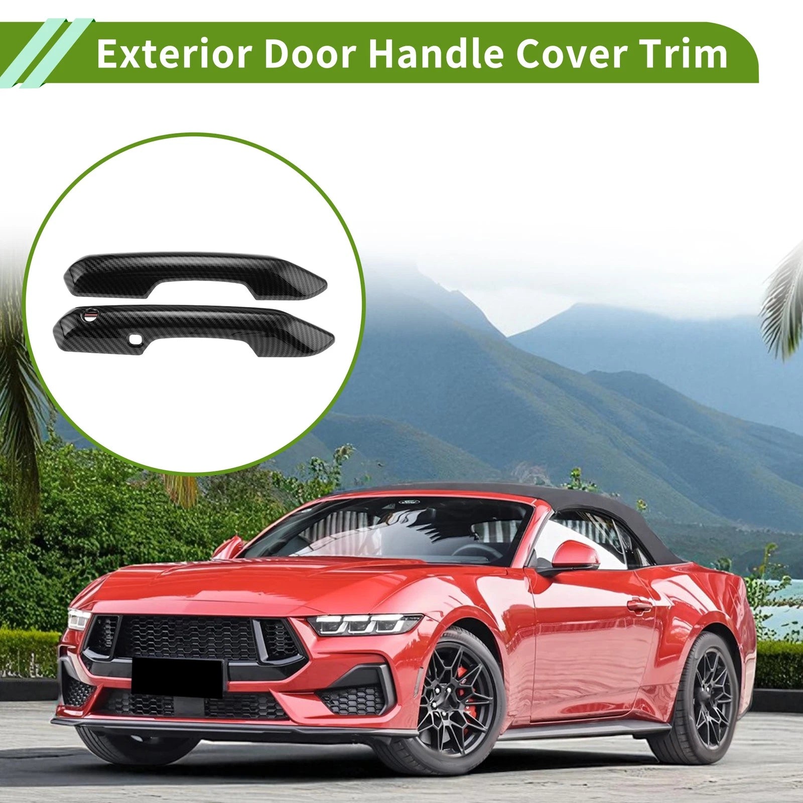 Set of 1 Exterior Door Handle Cover Trim for Ford Mustang (Carbon Fiber)