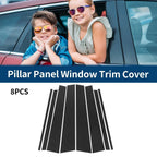 8 x Car Pillar Window Trim Covers for Honda Pilot (2015-2022) Black Carbon Fiber