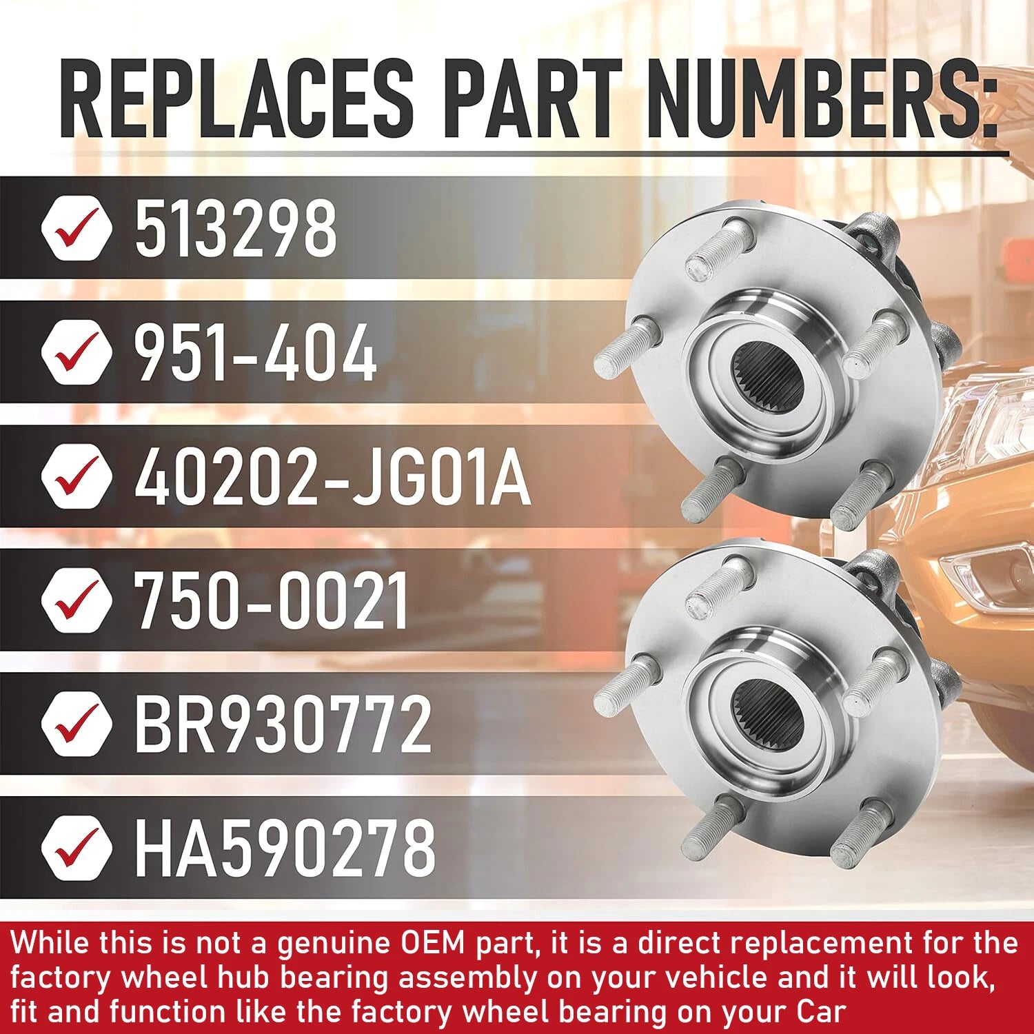 Front Wheel Hub & Bearing Assembly for Nissan Rogue Sentra (2008-2013)