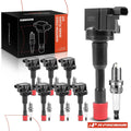 Set of 8 Red Ignition Coils & Iridium Spark Plugs for Honda Civic (2003–2005)