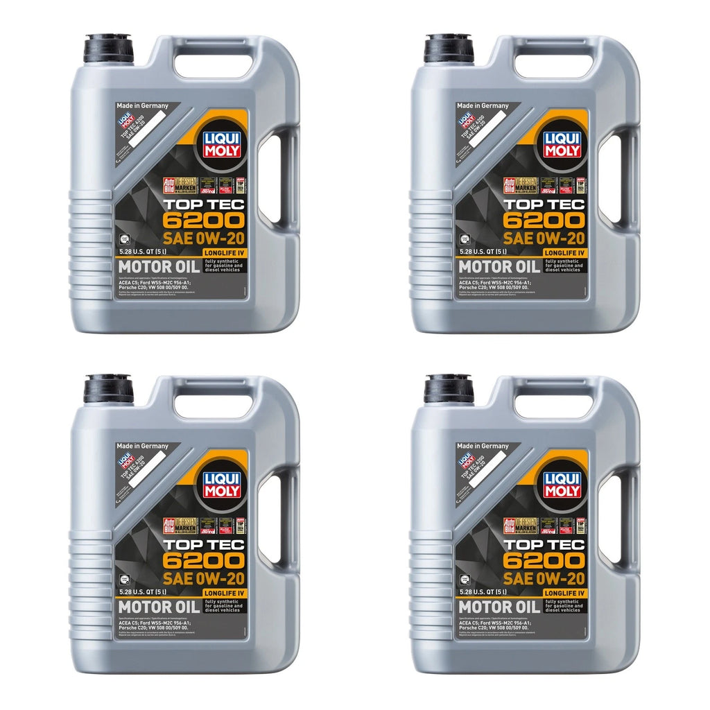Set of 4 Liqui Moly Top Tec 6200 0W-20 Engine Motor Oil (20L)