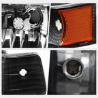 Set of 2 Black Housing Headlight Amber Corner Signal Lamps for Ford F150/F250/F350 (1992–1996)