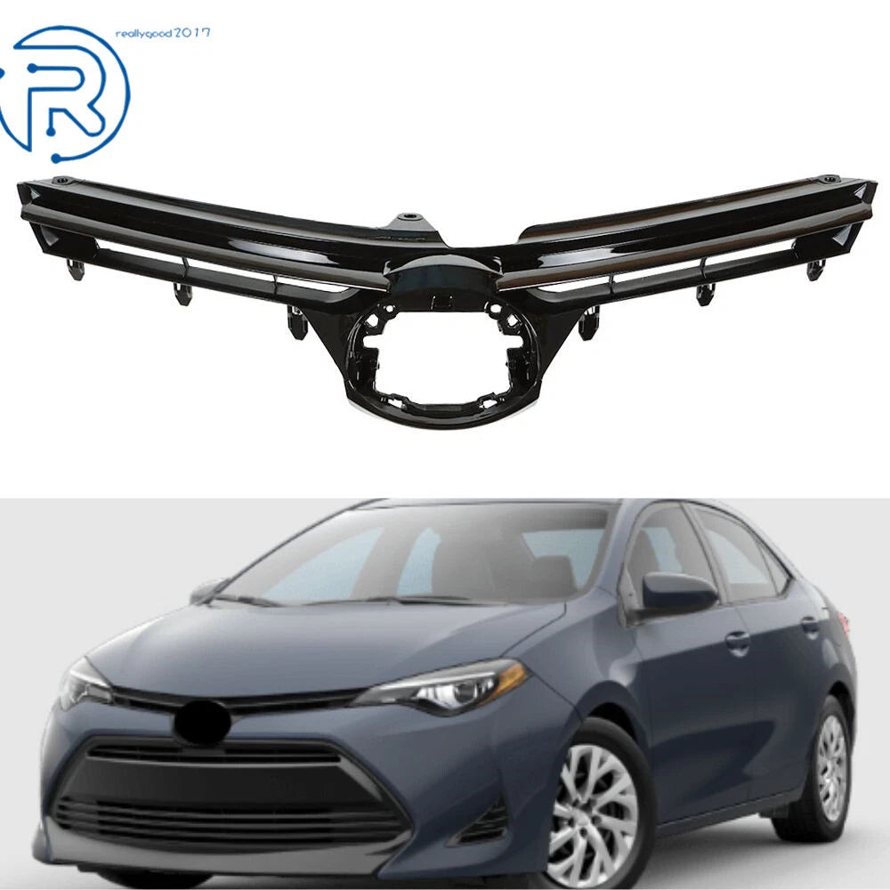 Front Bumper Upper Grille for Toyota Corolla (2017–2019) Glossy Black