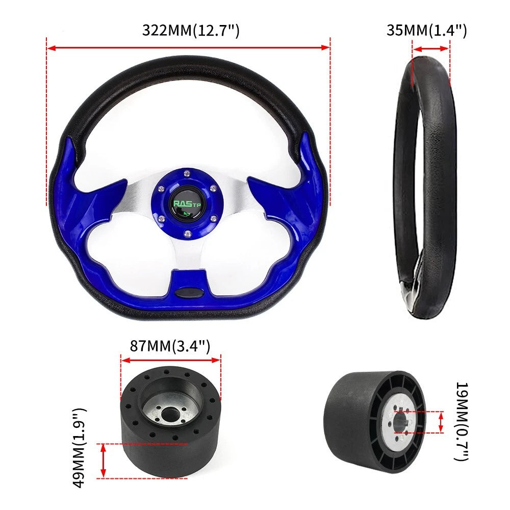 13in Blue Marine Boat Steering Wheel with Hub Adapter for