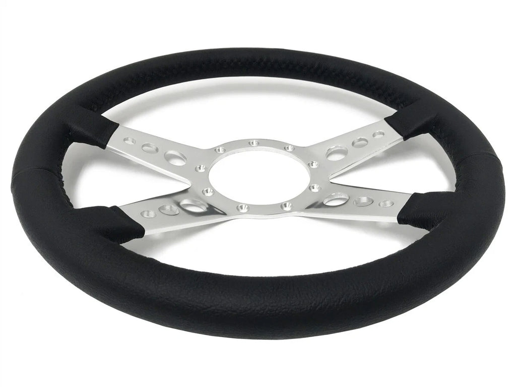 Polished 9 Hole Steering Wheel Replacement for Universal Fit 14 Inch (9 Hole)