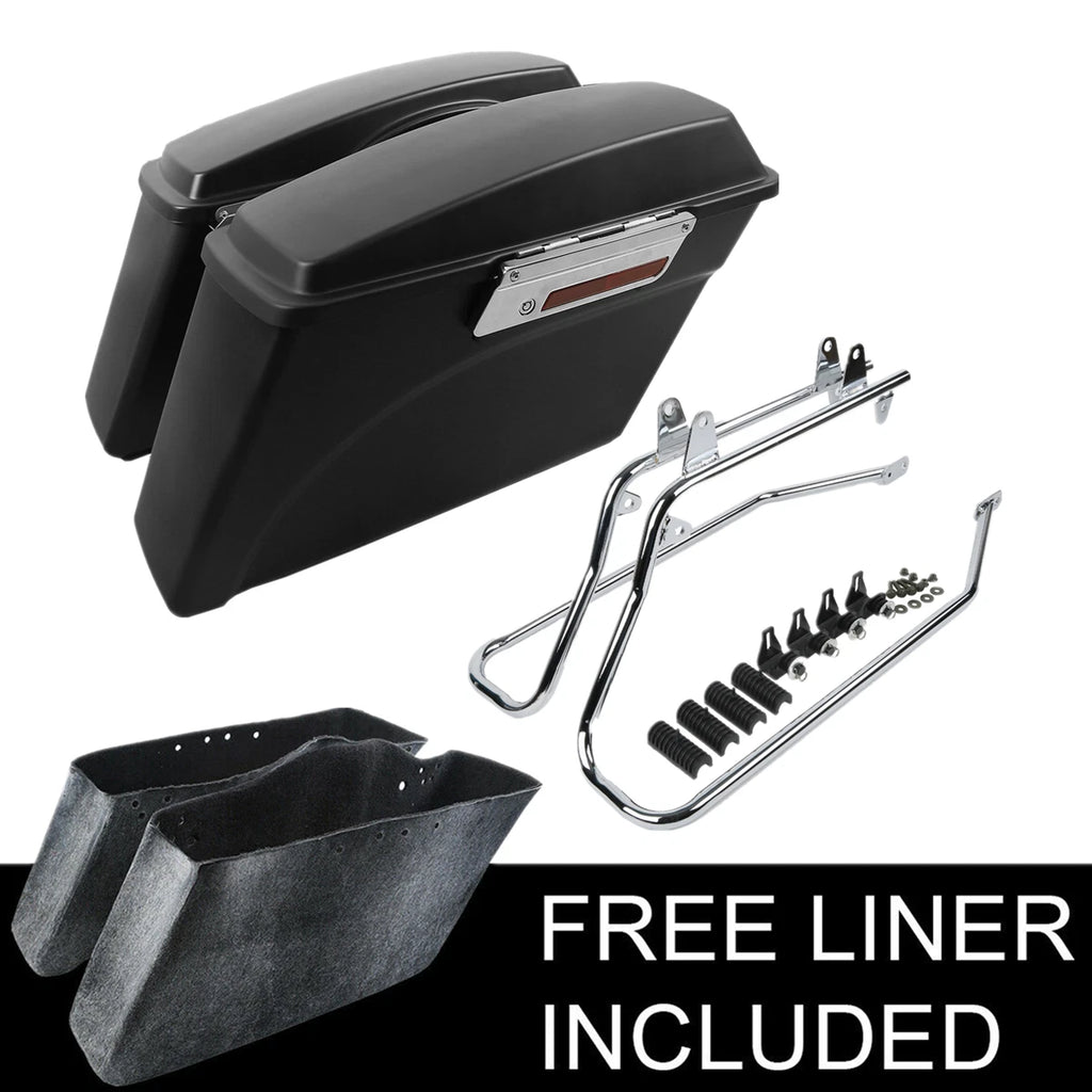 Matt Black Hard Saddlebags & Conversion Brackets for Harley Softail Deluxe (1984–2017)