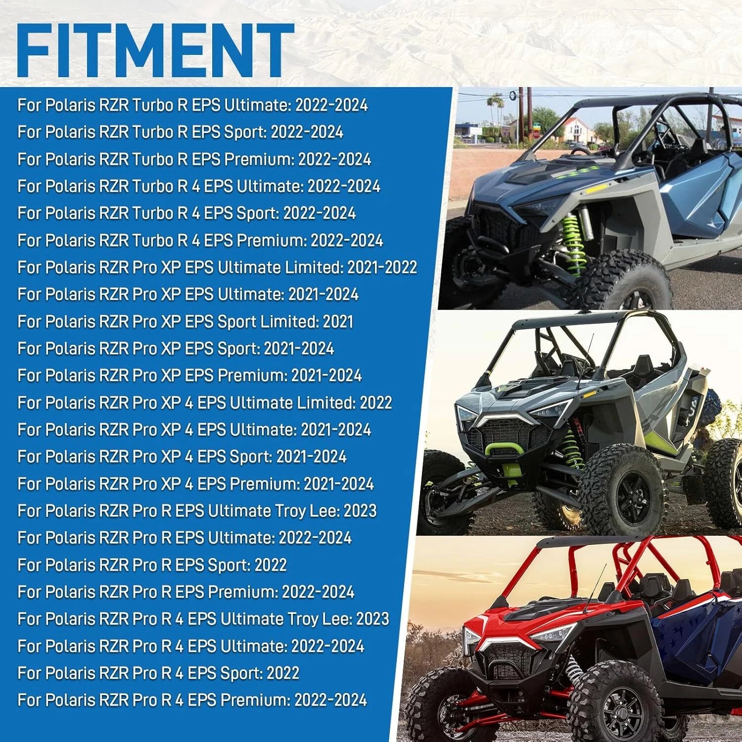 Set of 2 Front Inner Air Vent Cover Intake Screens for Polaris RZR PRO