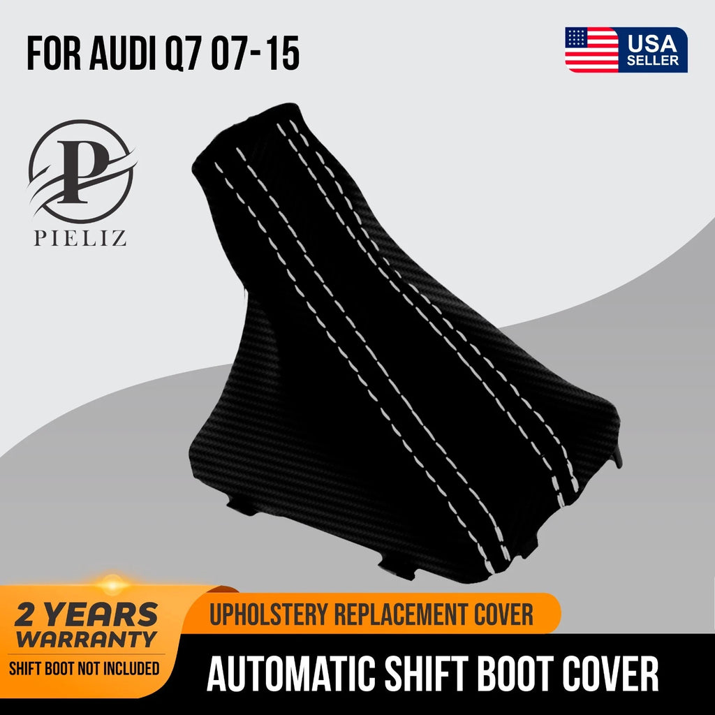 Automatic Shift Boot for Audi Q7 (2007–2015) Carbon Fiber White Stitch