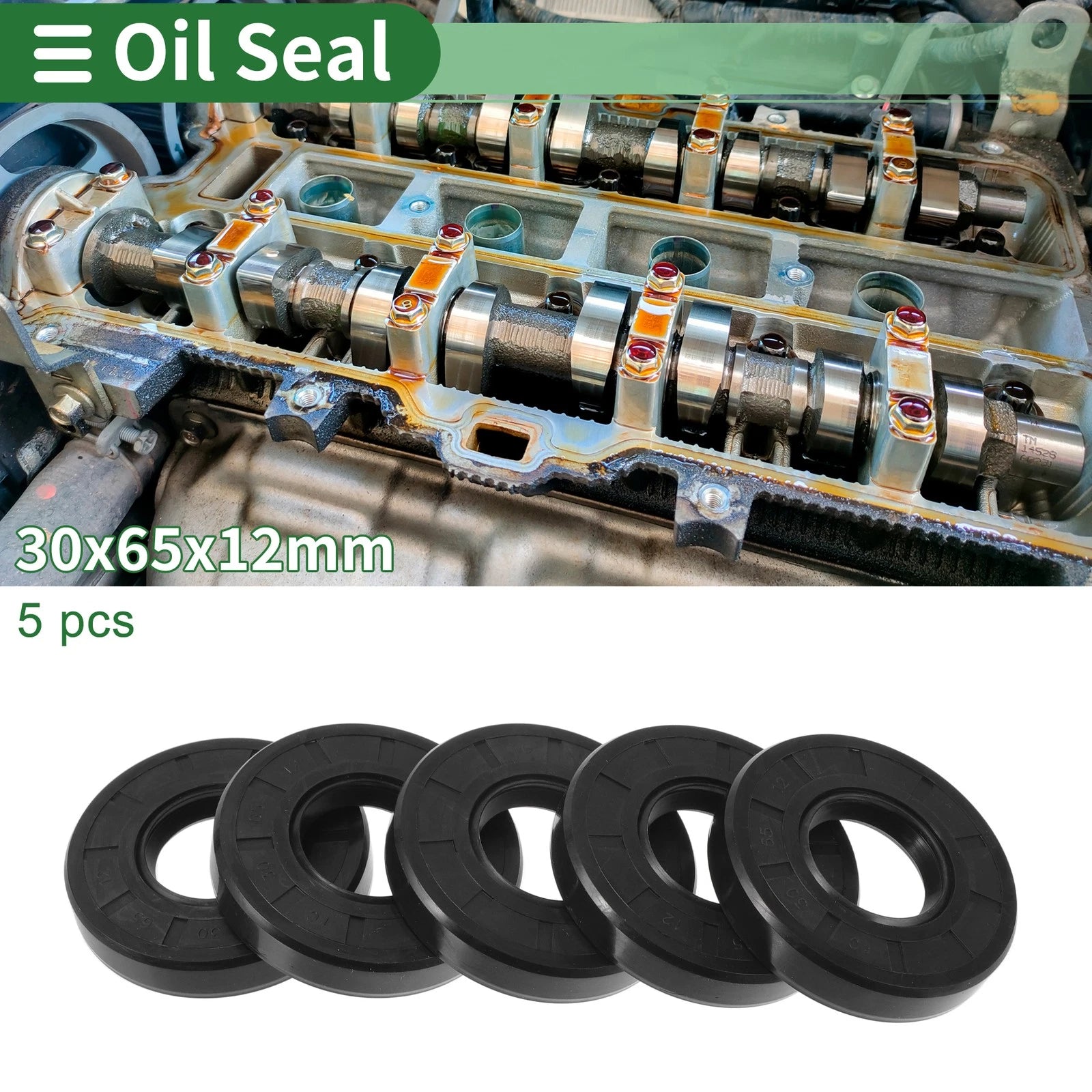 Set of 5 Oil Seal Rotary Shaft Seal NBR Rubber 30x65x12mm