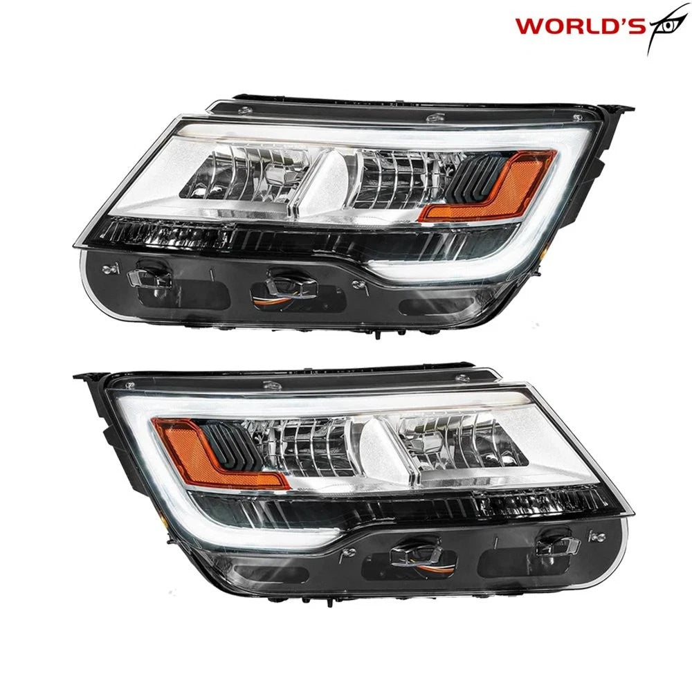 Set of 2 LED DRL Chrome Headlights for Ford Explorer (2016–2018)