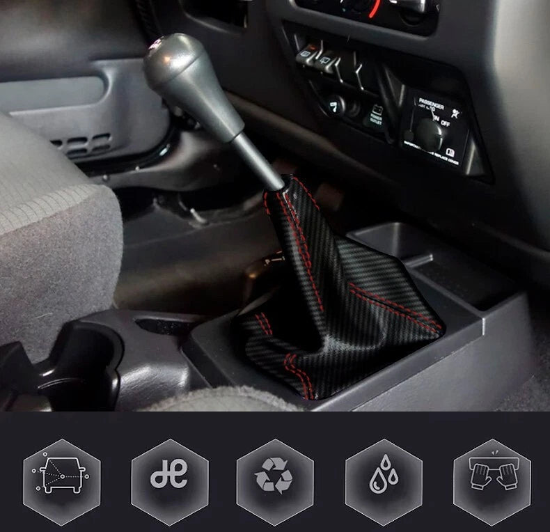 Manual Shift Boot for Jeep Wrangler (2003–2006) Carbon Fiber Red Stitch
