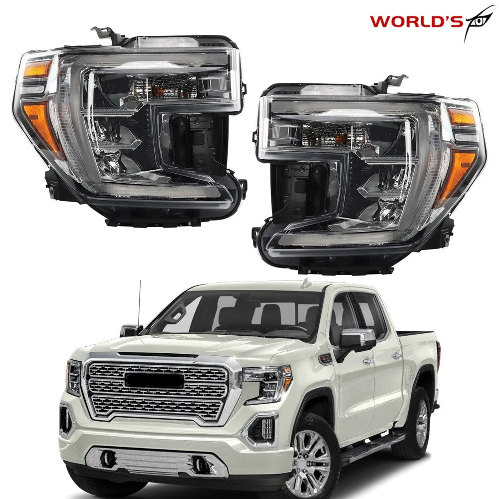 Set of 2 Halogen Headlights for GMC Sierra 1500 (2019–2021) Black