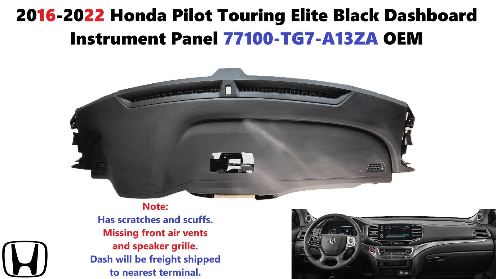 Dashboard Instrument Panel for Honda Pilot (2016–2022) 77100TG7A13ZA