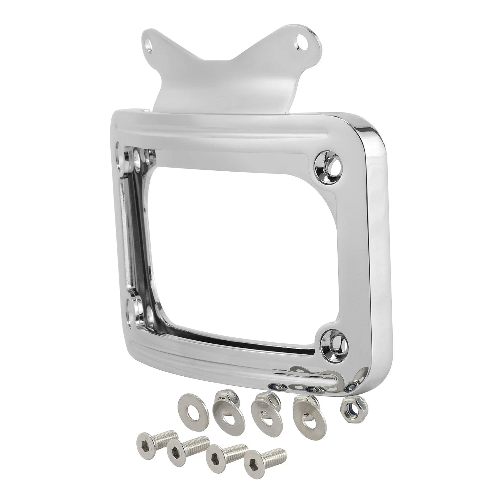Chrome Curved Laydown License Plate Mount Light for Harley Street Road Glide