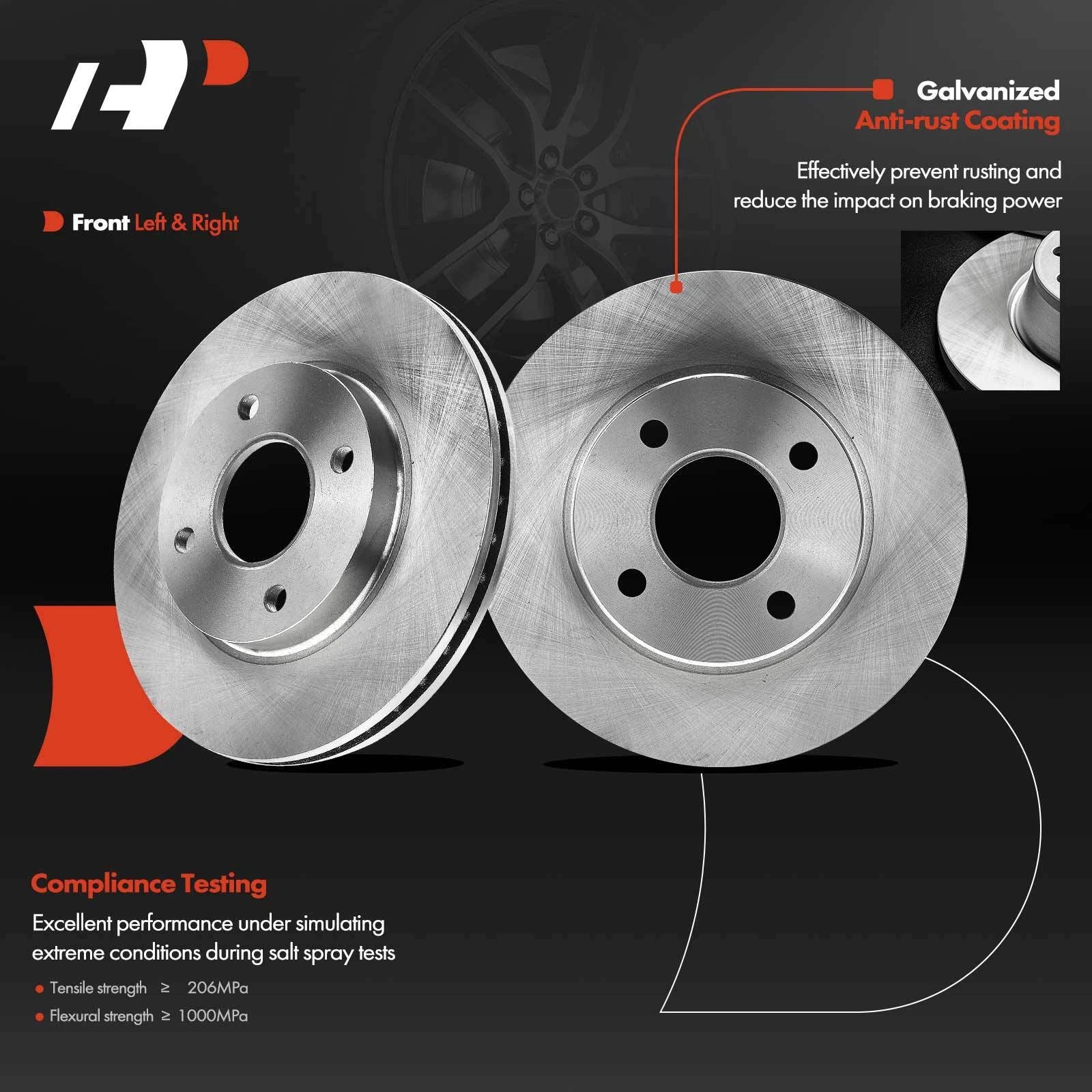 Front Disc Brake Rotors & Pads Set for Ford Focus (2000-2004)