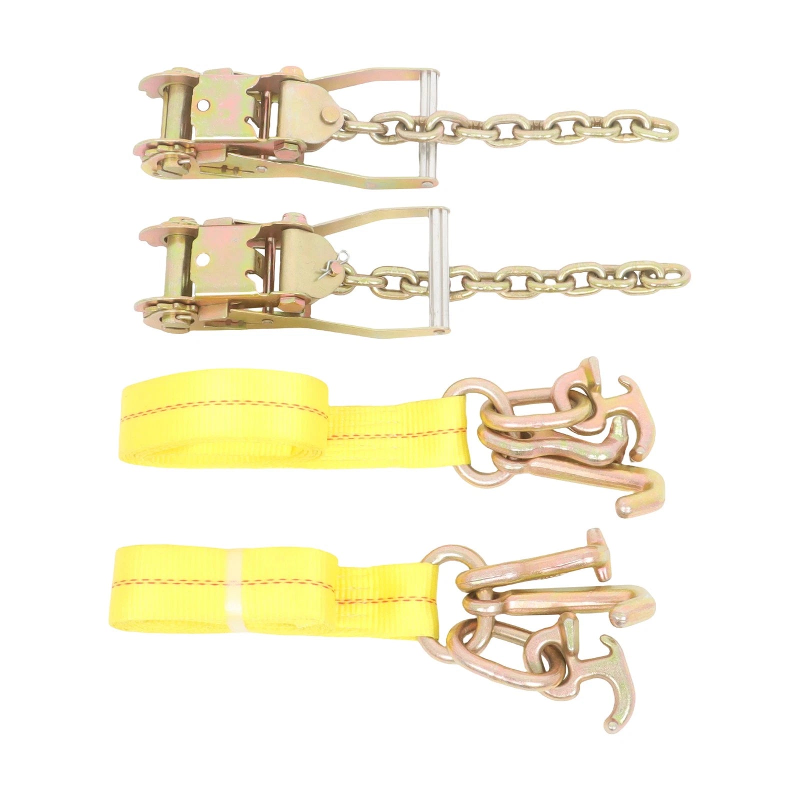 2X 2" Heavy Duty Chain Ratchet Straps - 3333lbs Working Load Limit