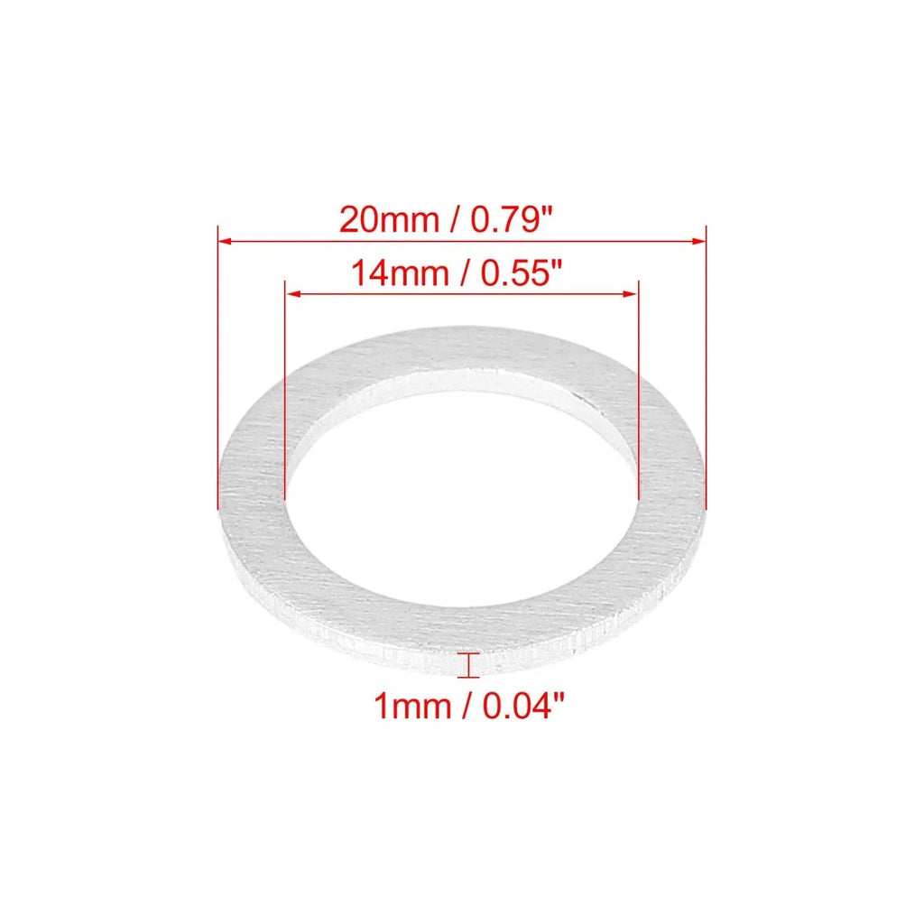 10 x M14 Silver Tone Oil Drain Plug Gaskets for Hyundai (21513-23001)