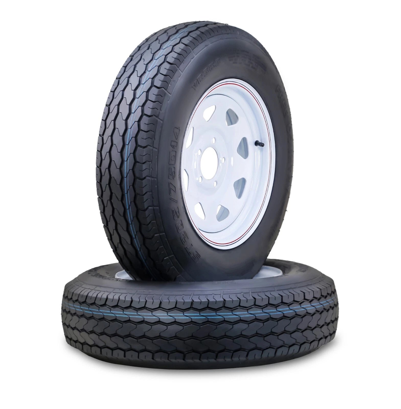 2 Free Country Trailer Tire Rims ST205/75D14 6-Ply 5 Lug x 4.5" White Spoke