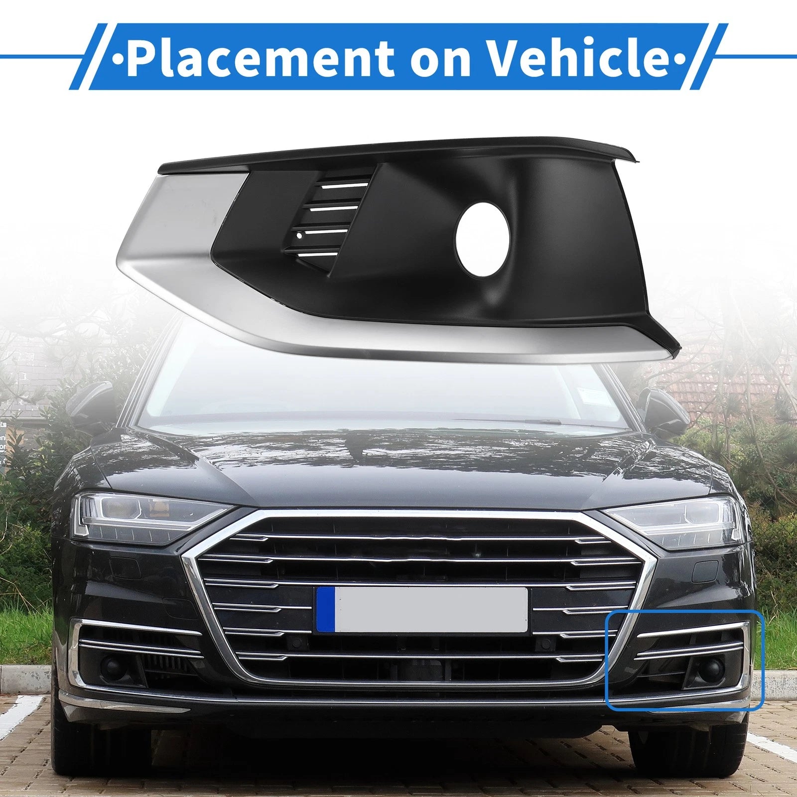 1pc Front Left Fog Light Grill for Audi A4L (2020–2022) No. 8WD807681L