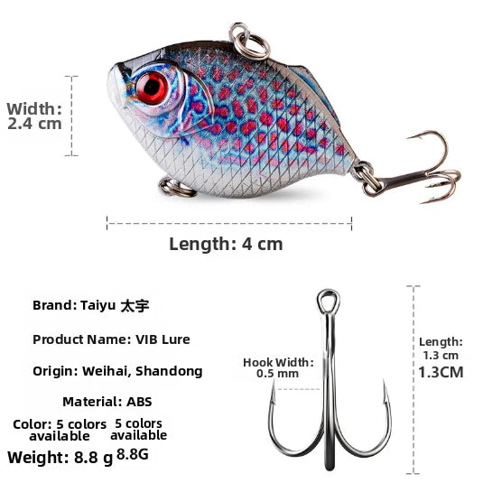 3D Printed VIB Fishing Lure Hard Bait 4.5cm 8g Multi Color for Water Depths