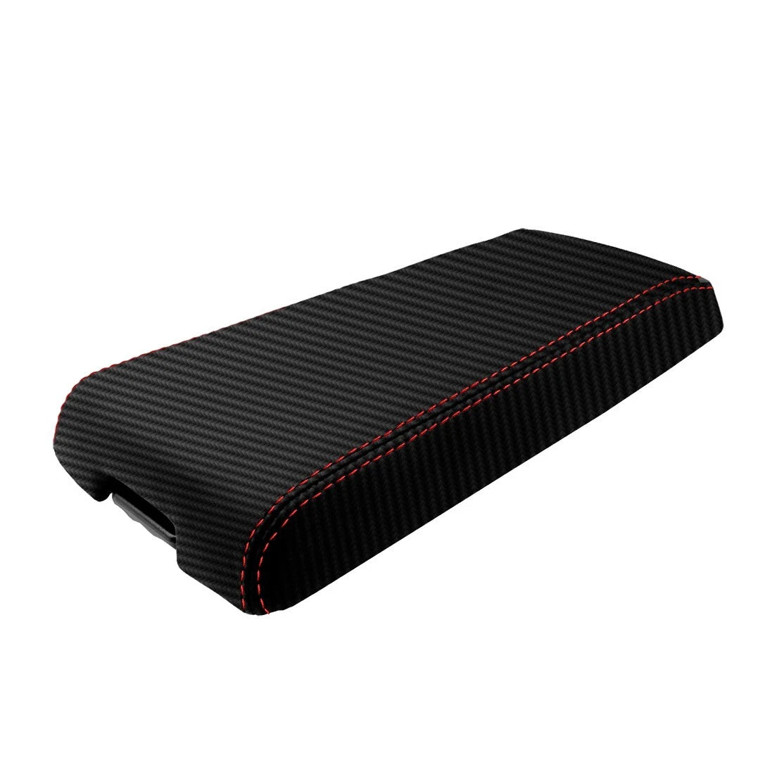 Console Armrest Cover for Dodge Nitro (2007–2011) Carbon Fiber Red Stitch