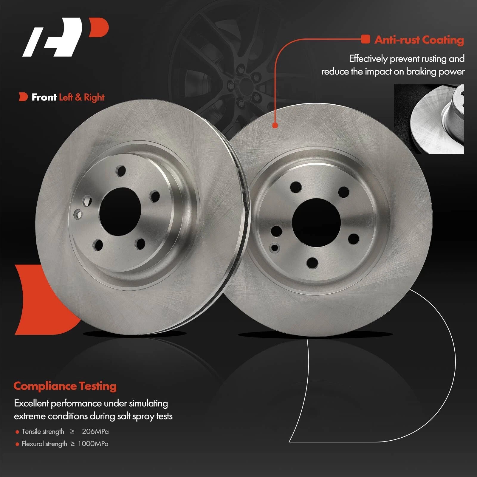 Front Disc Brake Rotors & Ceramic Pads for Mercedes-Benz E550 (2007–2009)