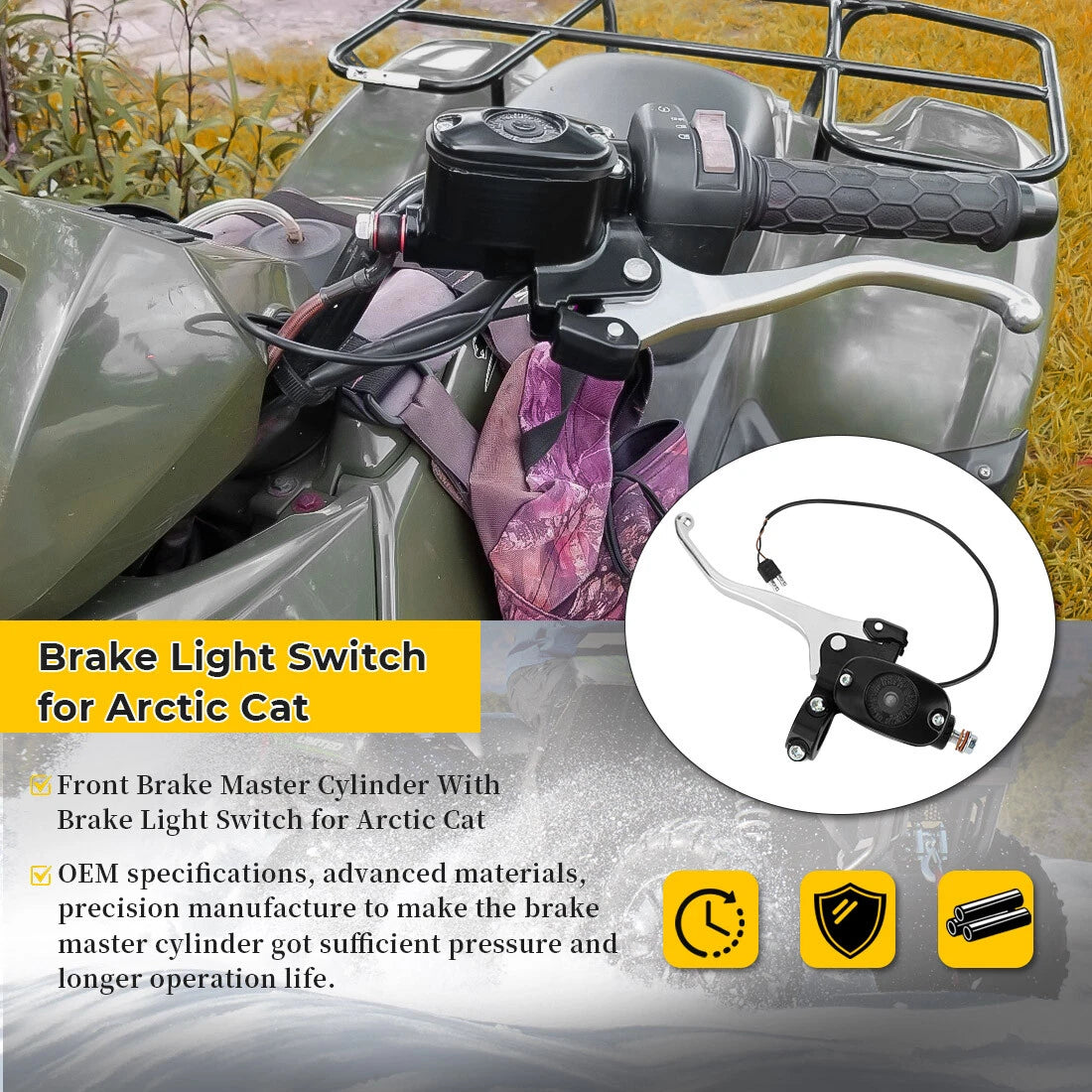 Front Brake Master Cylinder with Brake Light Switch for Arctic Cat 650 700 1000 (2004–2021)