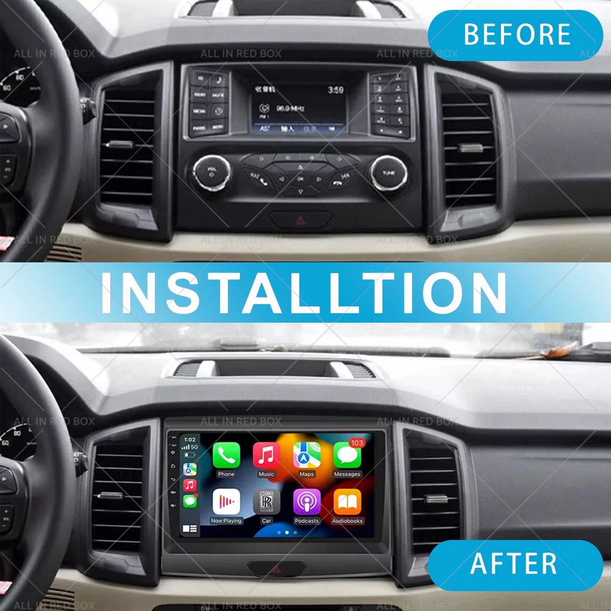 Dash Kit for Ford Ranger (2016–2020) Quad Core, Built-In Map, WiFi, OBD2
