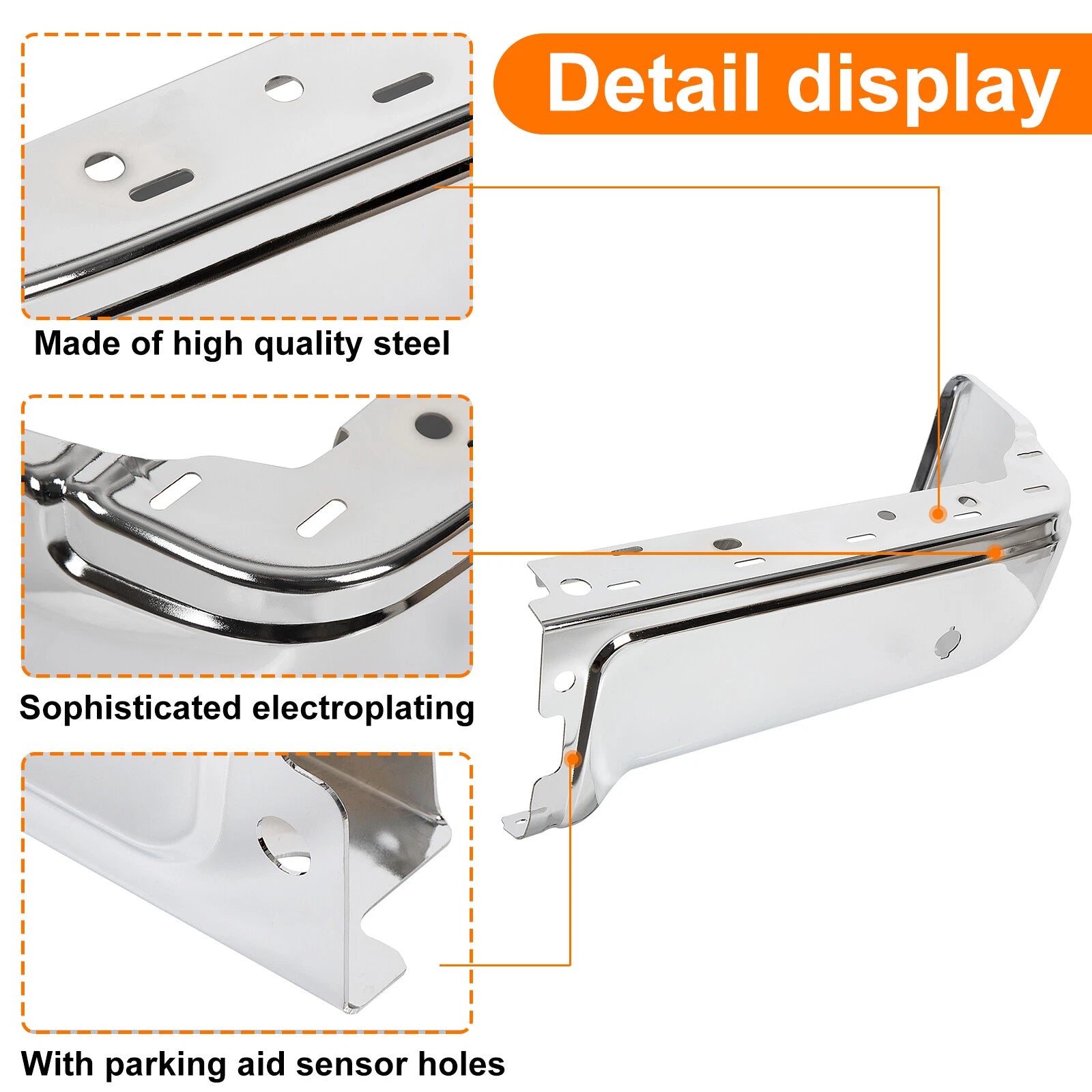 Steel Rear Bumper End Cap for Ford F150 (2009–2014) w/ Sensor Holes, Passenger Side