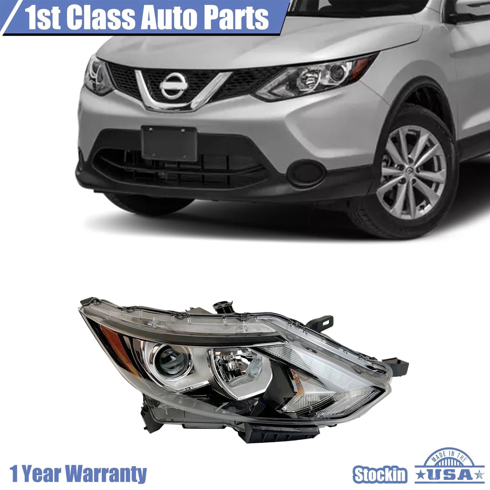 Halogen Headlight Assembly for Nissan Rogue Sport (2017–2019)
