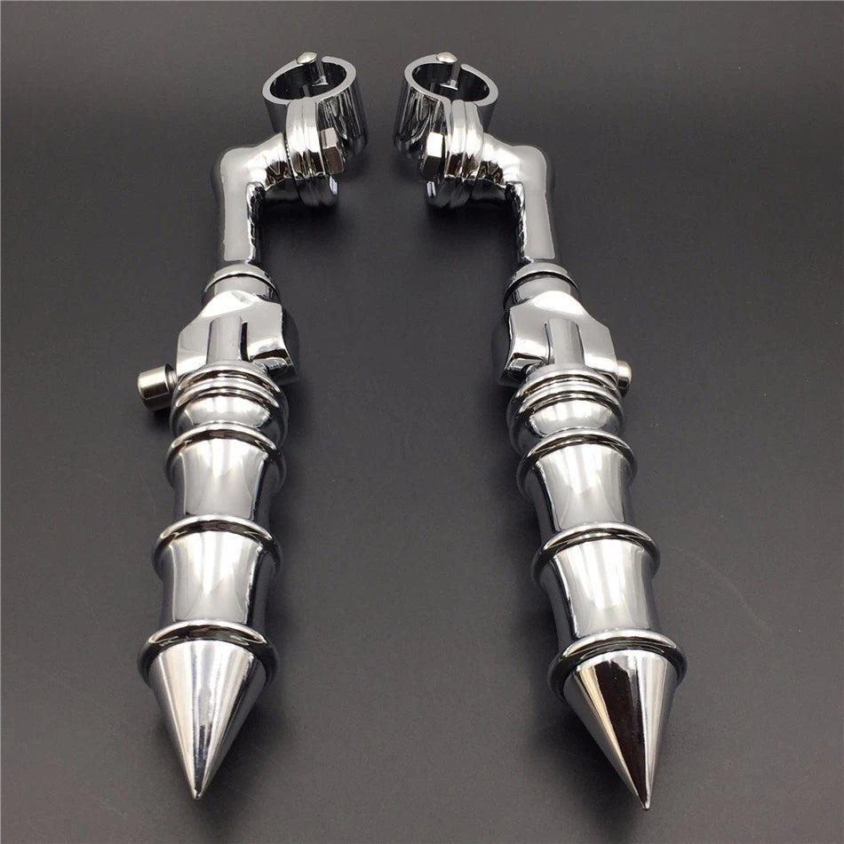Chrome Custom Bamboo Foot Peg for Honda Yamaha Suzuki (1.5" Engine Guard)
