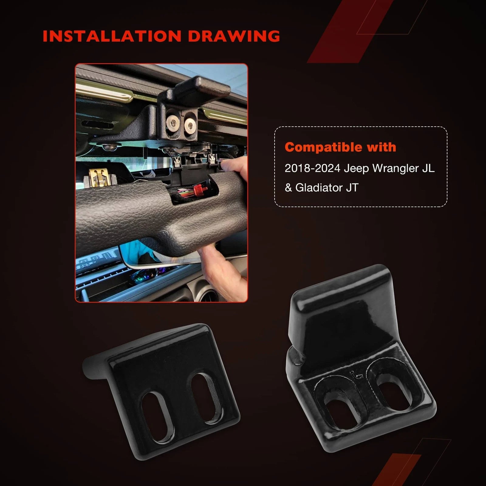 Hard Top Mounting Brackets Kit for Jeep Wrangler JL JLU 2018-2024