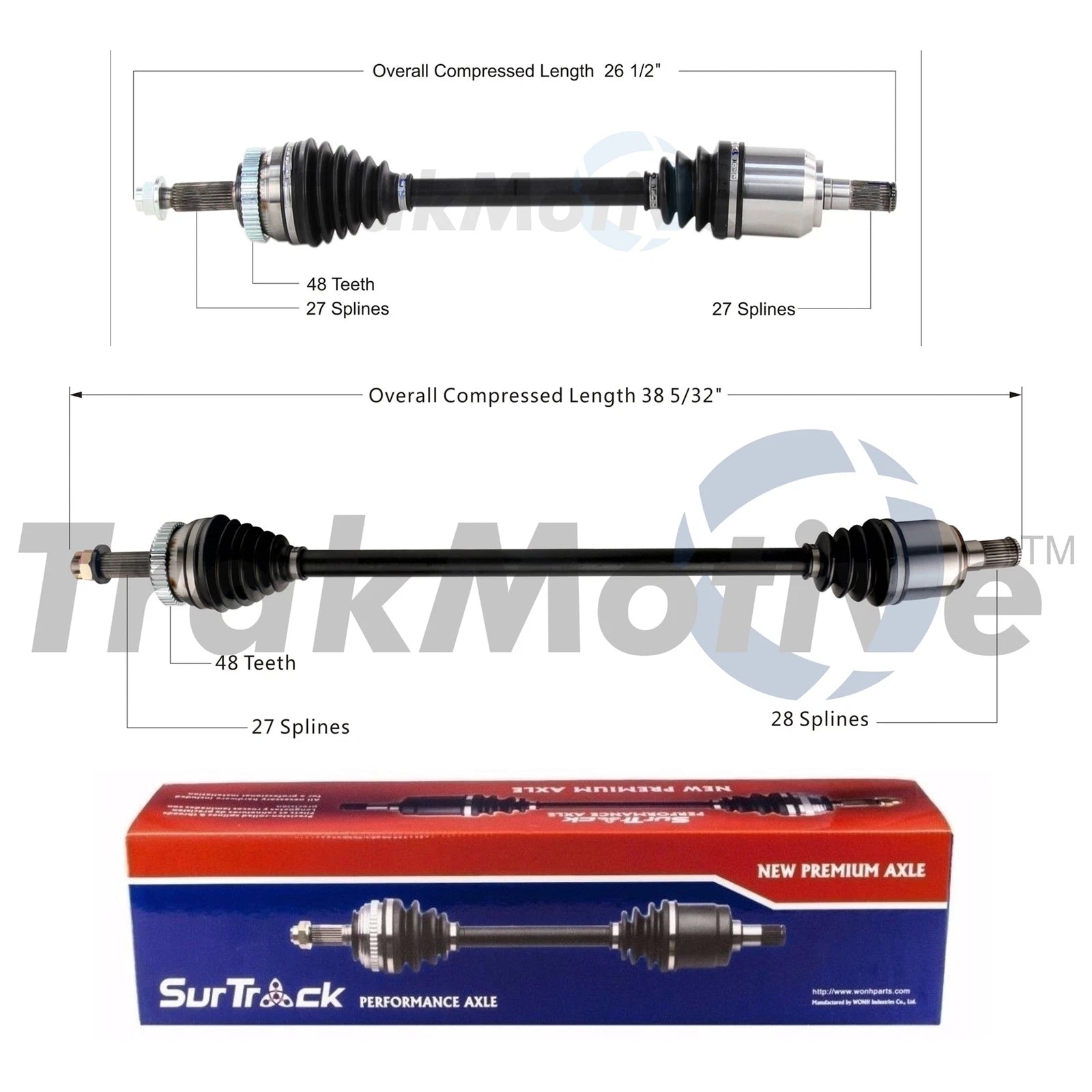 Set of 2 Front CV Axle Shafts for Kia Optima (2011–2013)