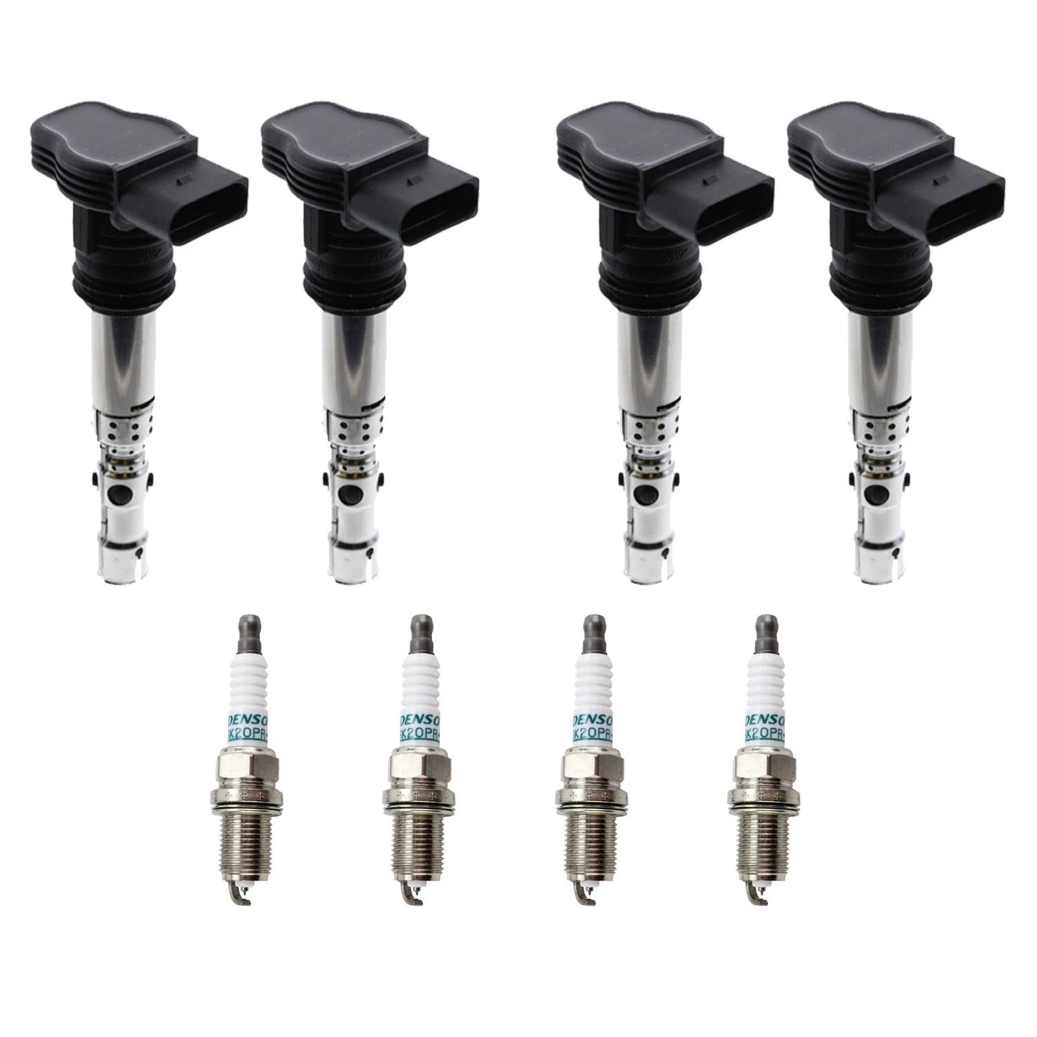 Set of 4 Ignition Coils & Denso Iridium Spark Plugs for Audi A4 TT Golf Jetta (1996–2006)