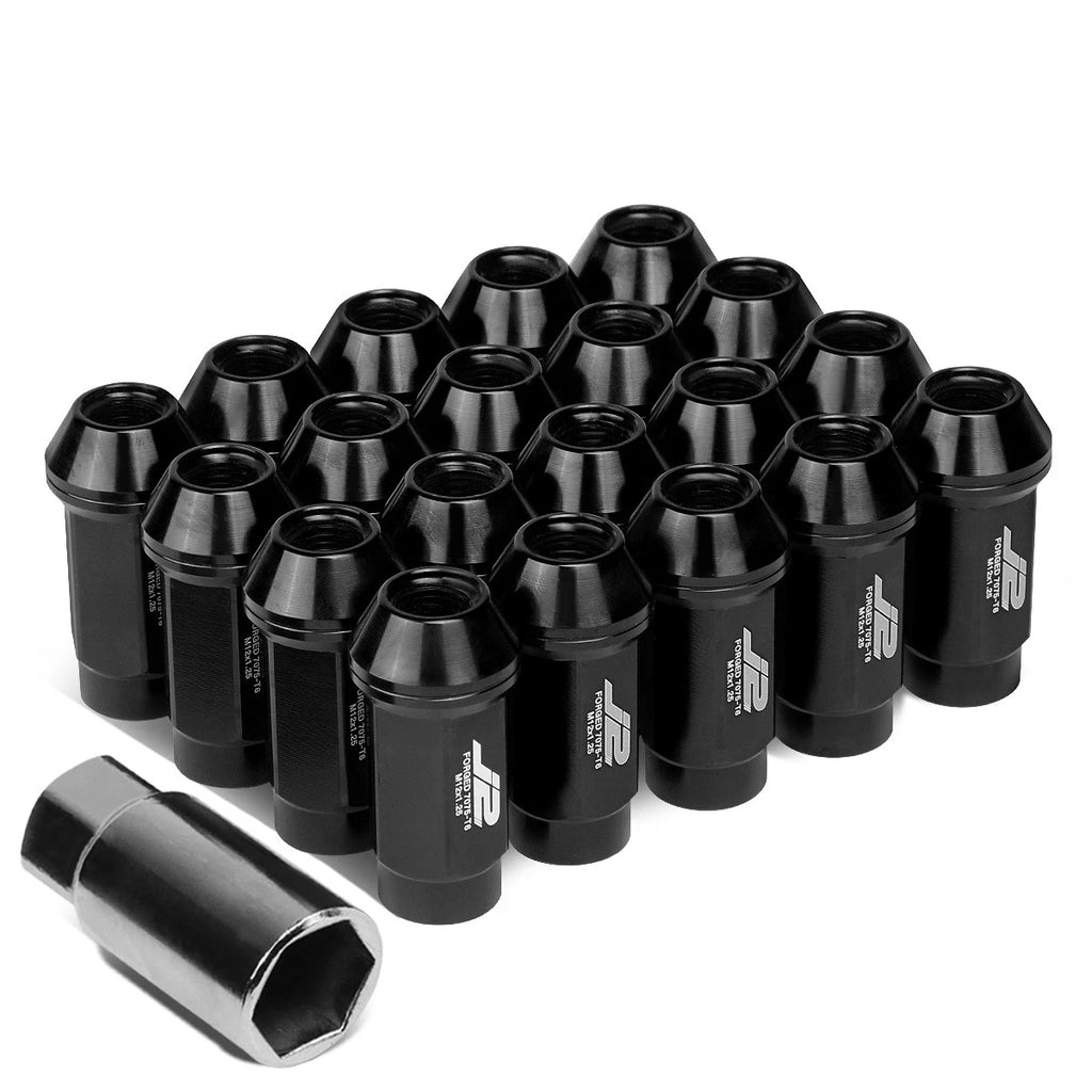 20Pcs J2 7075 Forged Aluminum M12x1.25 Close-End Lug Nut Kit w/Adapter Black
