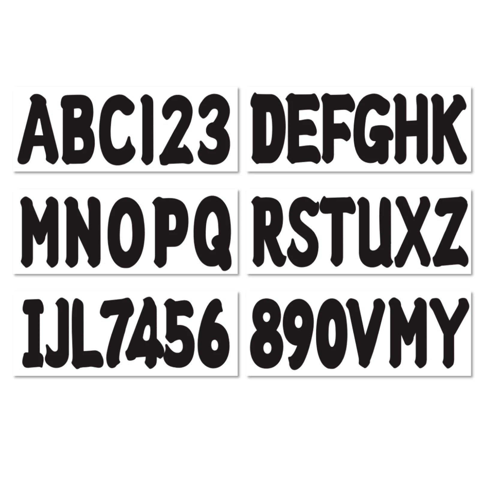 Boat Registration Sticker Decals A-Z Letters 0-9 Numbers Black