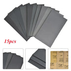 400/600/800/1000/1200/1500/2000/2500/3000 Grit Sandpaper Wet/Dry 15 Pieces