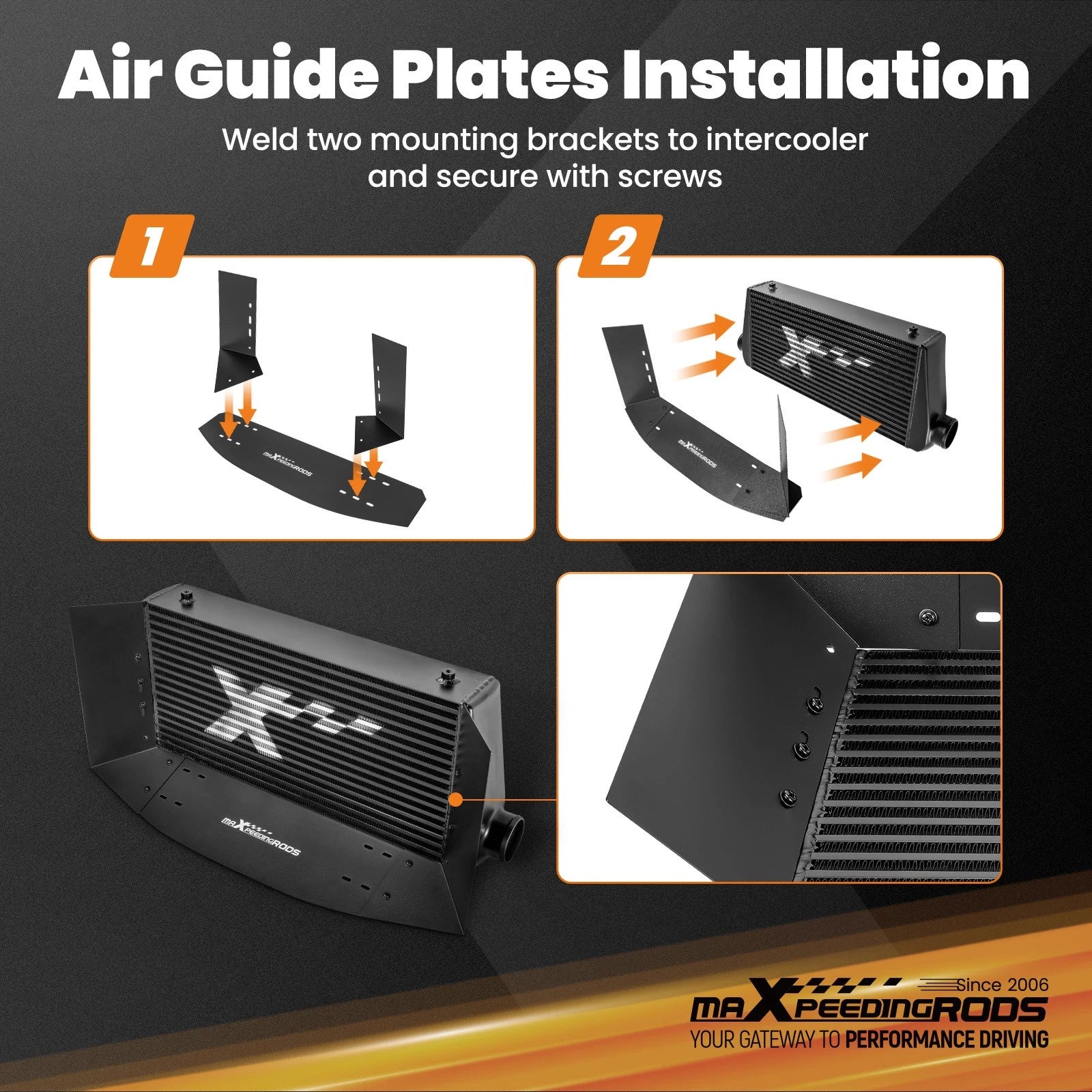 Adjustable Intercooler Air Guide Plate Kit for Universal Fit (600x300mm)