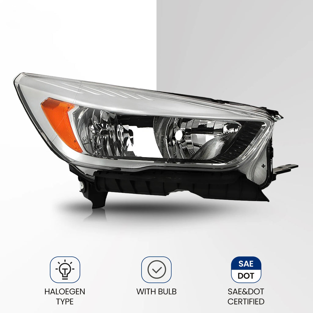 Passenger Side Halogen Headlight for Ford Escape (2017–2019) Chrome RH