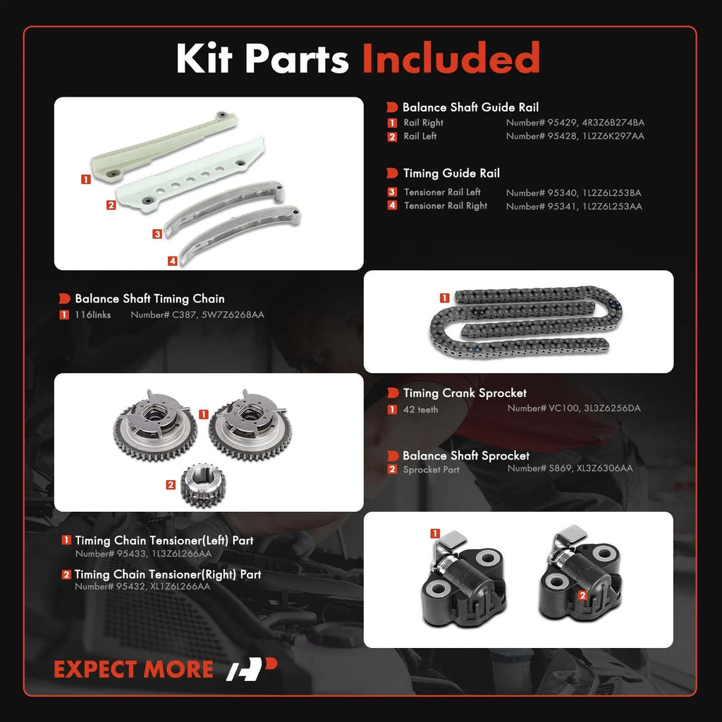 11x Timing Chain Kit for Ford F-150 (2009–2010), Explorer (2006–2010), Mustang (2006–2010)