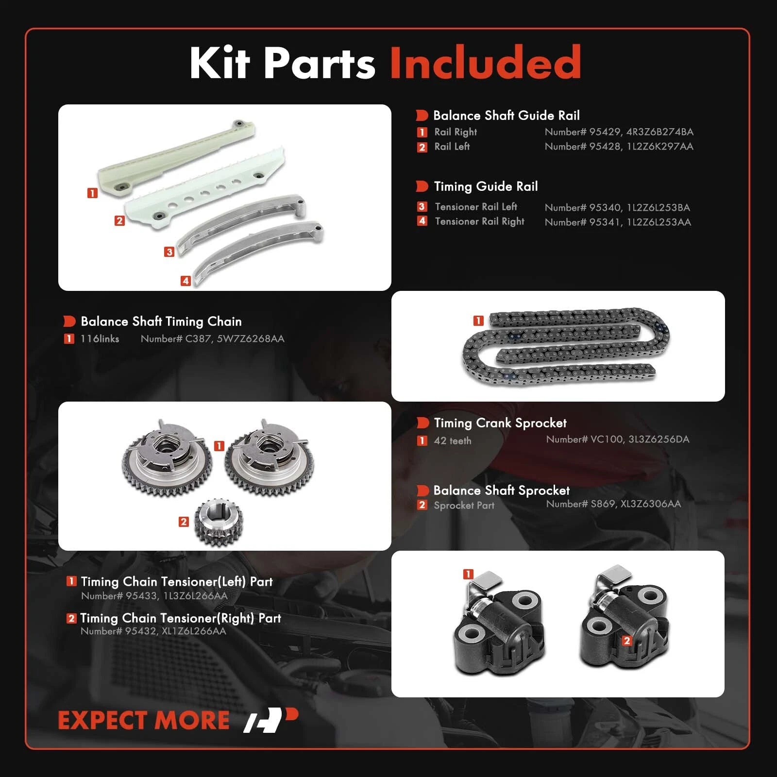 11x Timing Chain Kit for Ford F-150 (2009–2010), Explorer (2006–2010), Mustang (2006–2010)